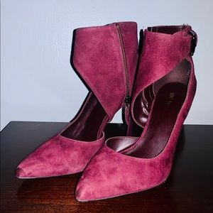 Women Burgundy or maroon women’s suede heels